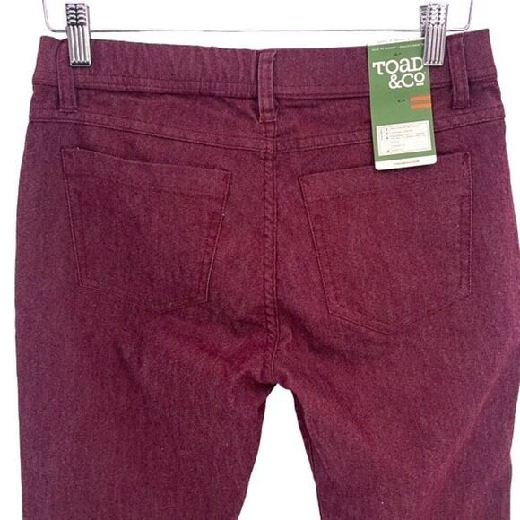 Toad & Co Womens Mid Rise Lola Slim Fit Straight Skinny Jeans Burgundy Sz 4 NWT - Picture 4 of 10